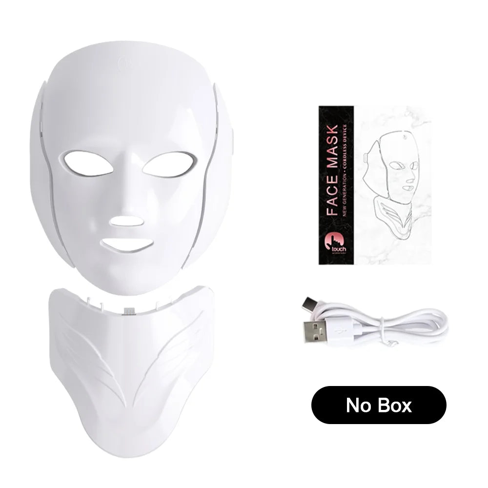 Masque LED Visage & Cou 7 Couleurs — Photothérapie Anti-Âge & Anti-Acné | 138 LEDs
